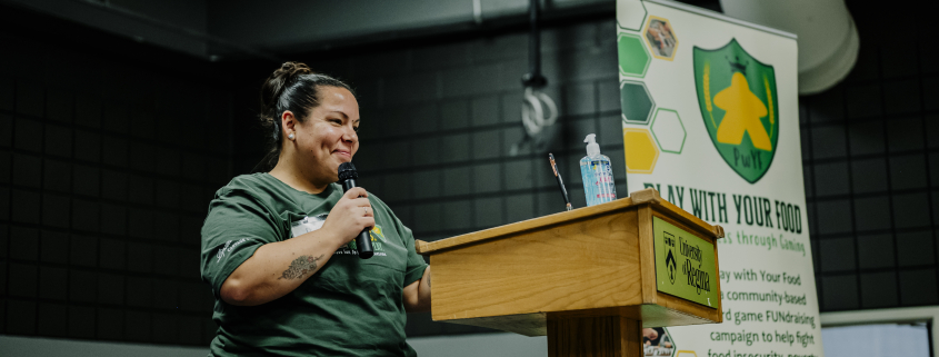 Chelsea Steebock, 2026 Chair of PwYF addressing the attendees at the 24 Hour event